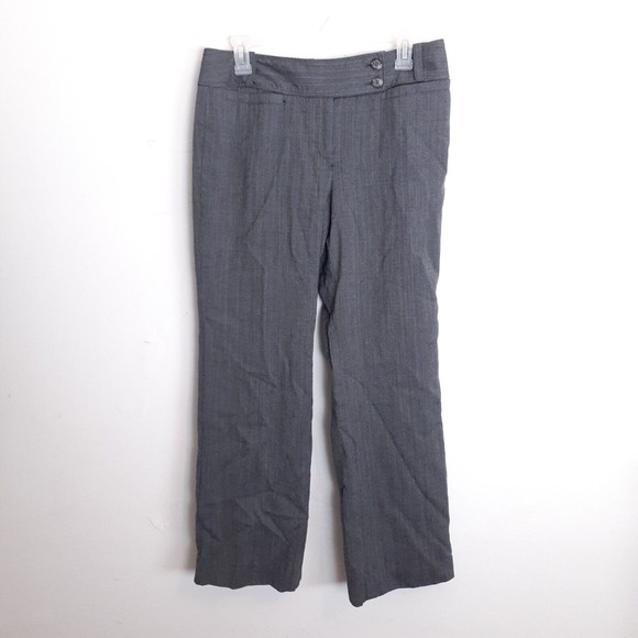 Ann Taylor Margo Pants 6P Straight Leg Wool Blend Gray Pinstripe 28" Inseam - Picture 3 of 9